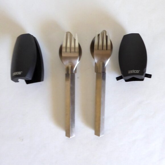 NEW ZELCO BRAND COMPACT CAMPING PICNIC UTENSIL SILVERWARE SET OF 2 - Picture 1 of 13